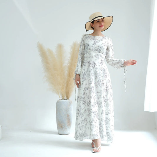 "Printed Ankle Length Dress - Pure Beauty Design"